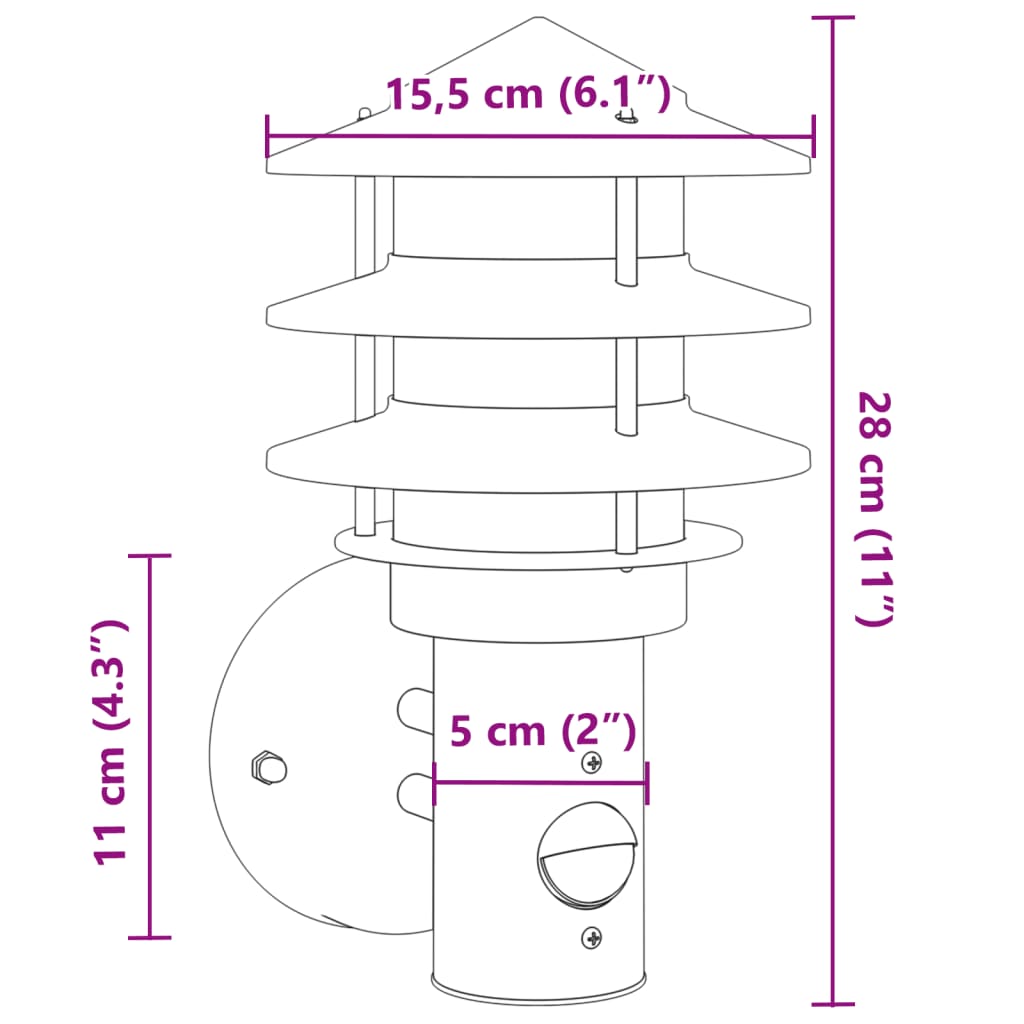 Applique da Esterno con Sensore Nera in Acciaio Inossidabile 4006234