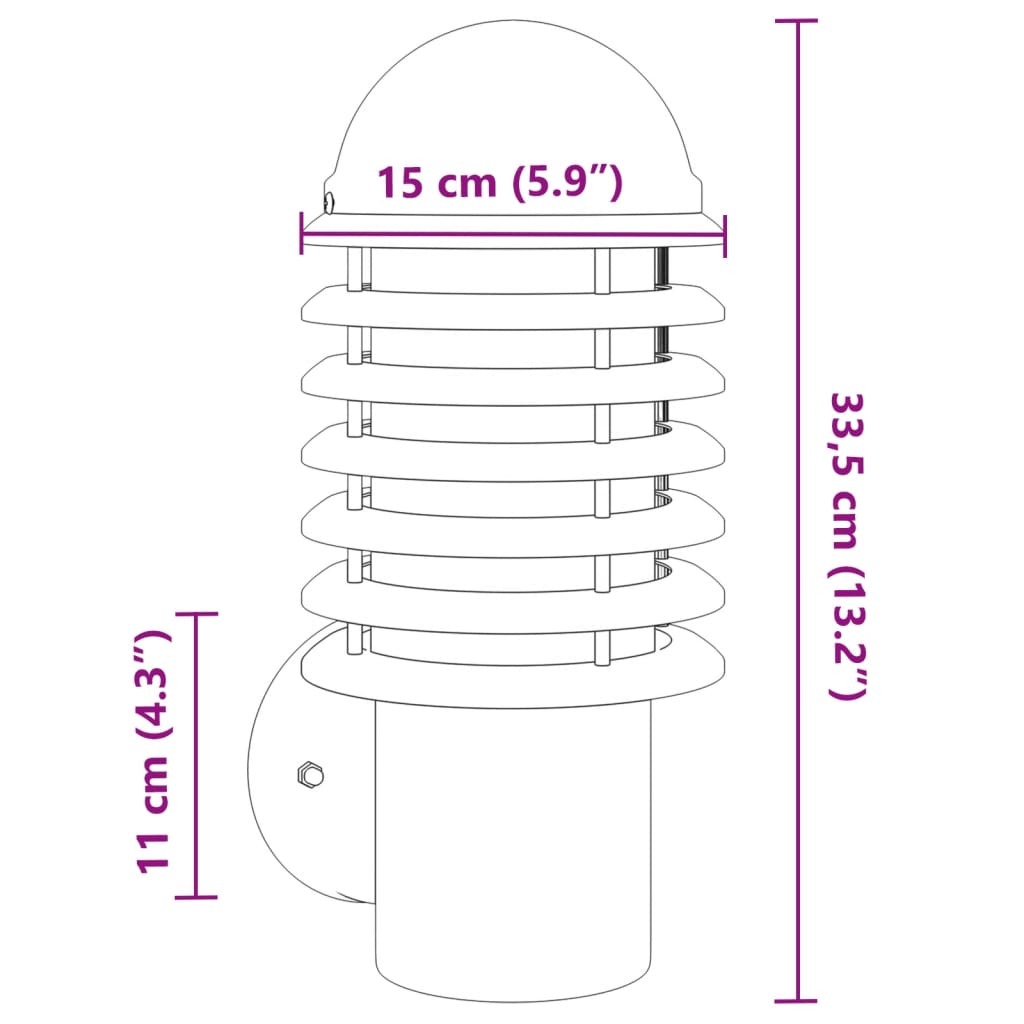 Applique da Esterno 2 pz Nere in Acciaio Inossidabile 4006253