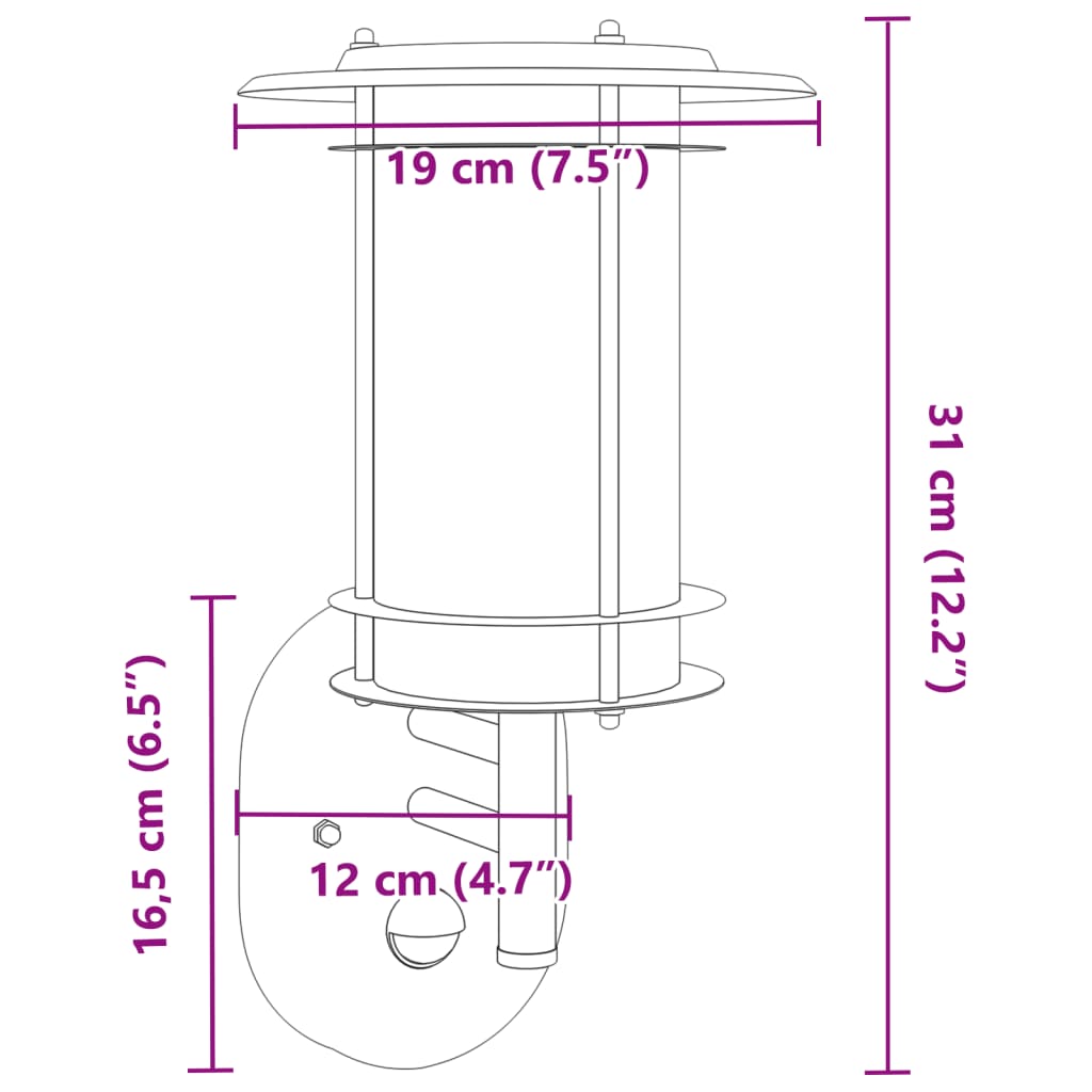 Applique per Esterno con Sensore 2 pz Nere in Acciaio Inox 4006291