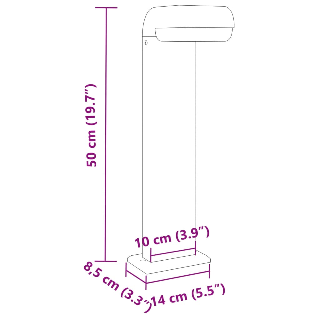 Lampade per Esterni 3 pz Nere 50 cm in Alluminio Pressofuso 4006339