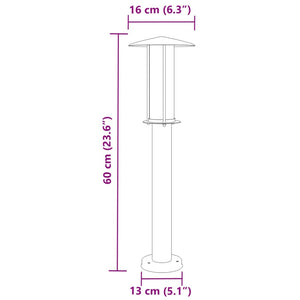 Lampade da Terra per Esterni 3 pz Argento 60 cm in Acciaio Inox 4006350