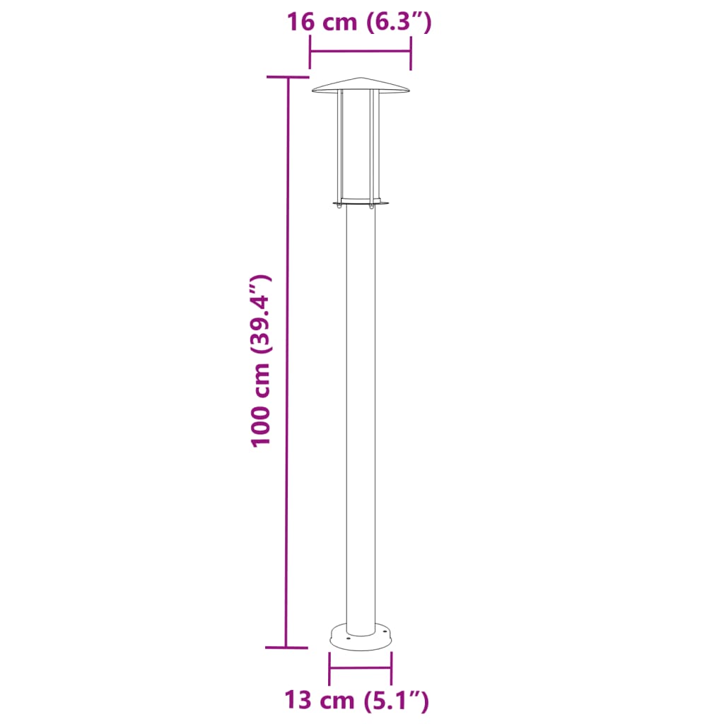 Lampade da Terra per Esterni 3 pz Argento 100cm in Acciaio Inox 4006352