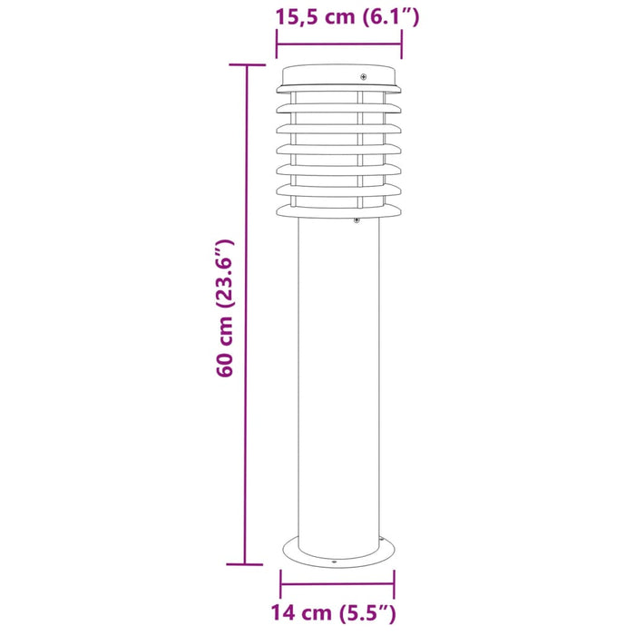 Lampada da Terra per Esterni Argento 60 cm in Acciaio Inox 4006357