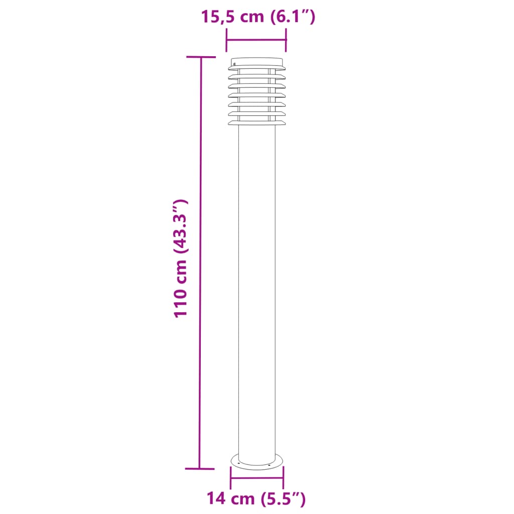 Lampada da Terra per Esterni Argento 110 cm in Acciaio Inox 4006363