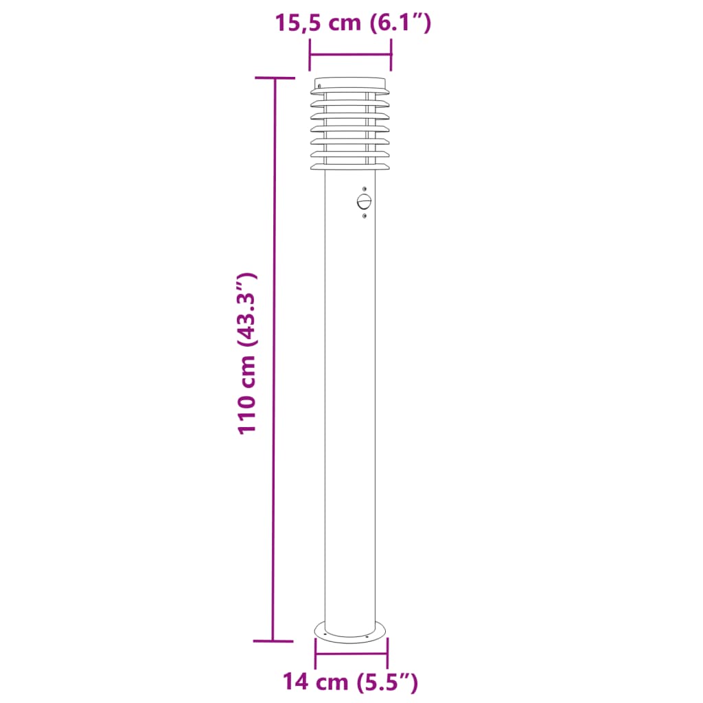 Lampada da Terra per Esterni Sensore Argento 3 pz 110cm Acciaio 4006368