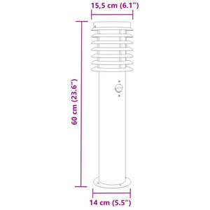 Lampada da Terra per Esterni Sensore Nera 60 cm in Acciaio 4006369