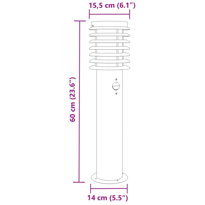 Lampada da Terra per Esterni Sensore Nera 60 cm in Acciaio 4006369