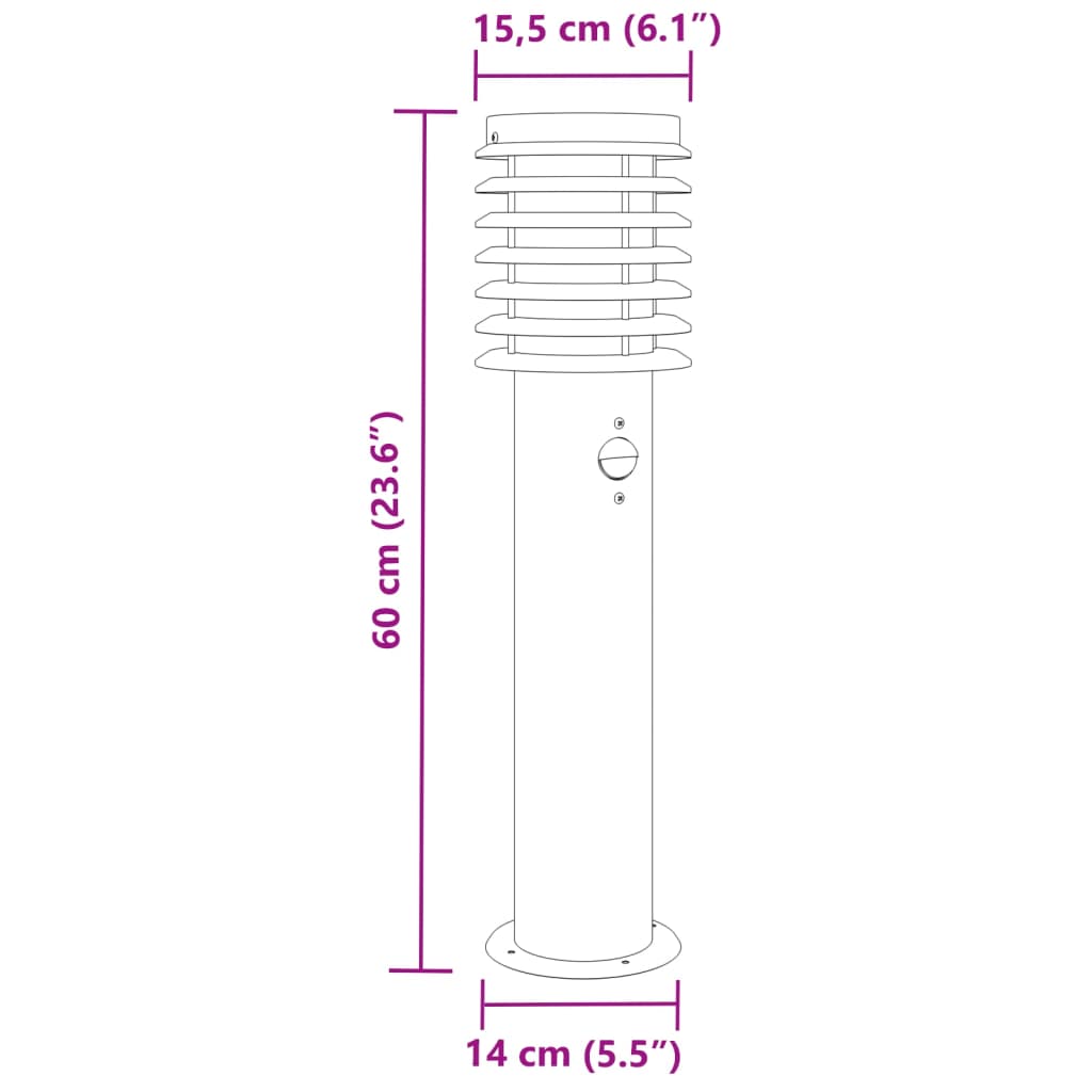 Lampada da Terra per Esterni Sensore Nera 60 cm in Acciaio 4006369