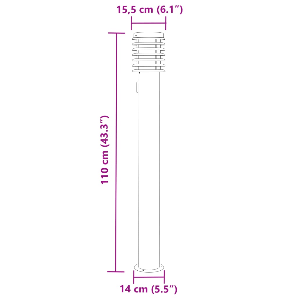 Lampade da Terra Esterni con Presa 3 pz Argento 110 cm Acciaio 4006376