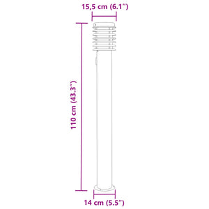 Lampade da Terra Esterni con Presa 3 pz Argento 110 cm Acciaio 4006376