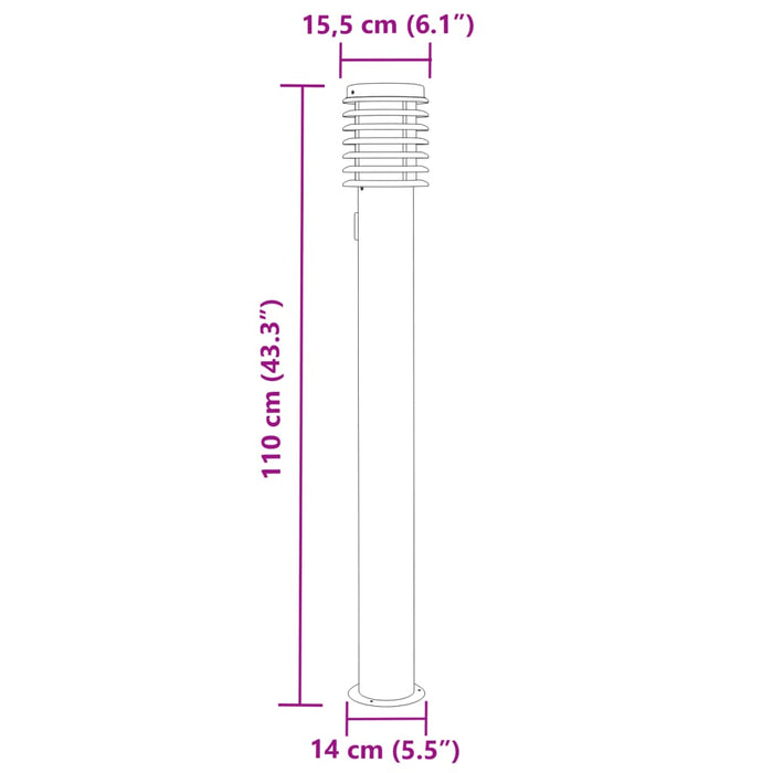 Lampade da Terra Esterni con Presa 3 pz Argento 110 cm Acciaio 4006376