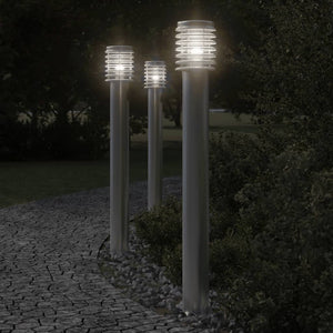 Lampade da Terra Esterni con Presa 3 pz Argento 110 cm Acciaio 4006376