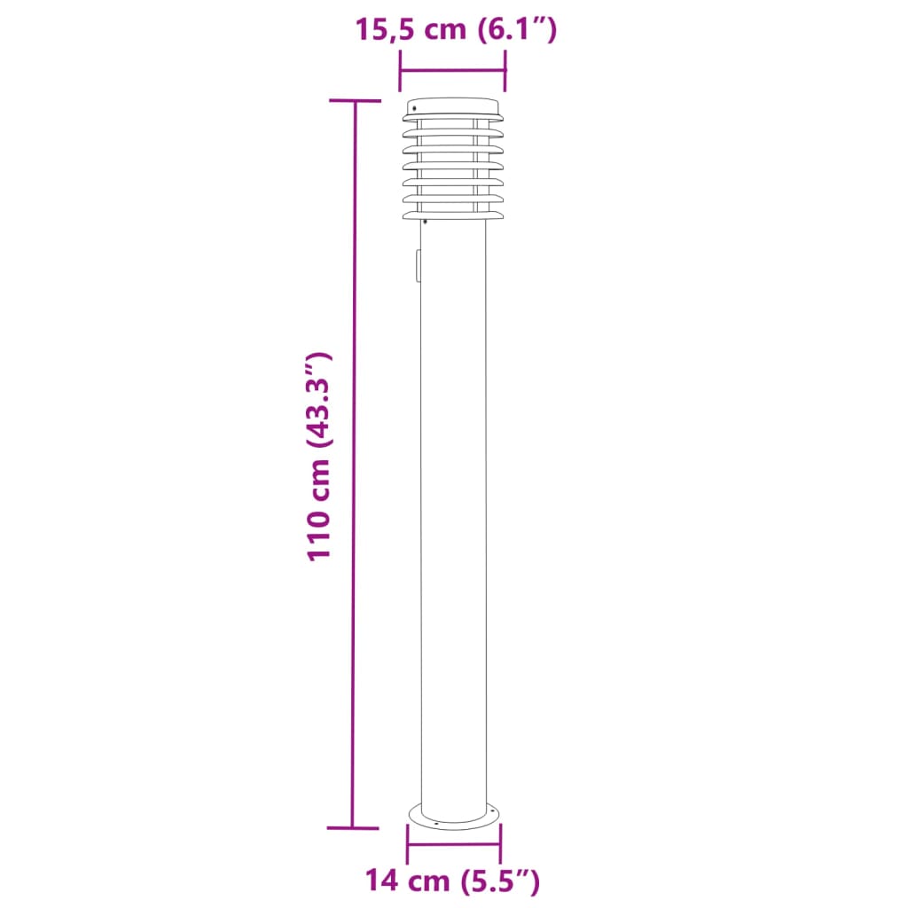 Lampade da Terra per Esterni con Presa 3 pz Nere 110 cm Acciaio 4006379