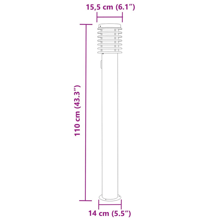 Lampade da Terra per Esterni con Presa 3 pz Nere 110 cm Acciaio 4006379