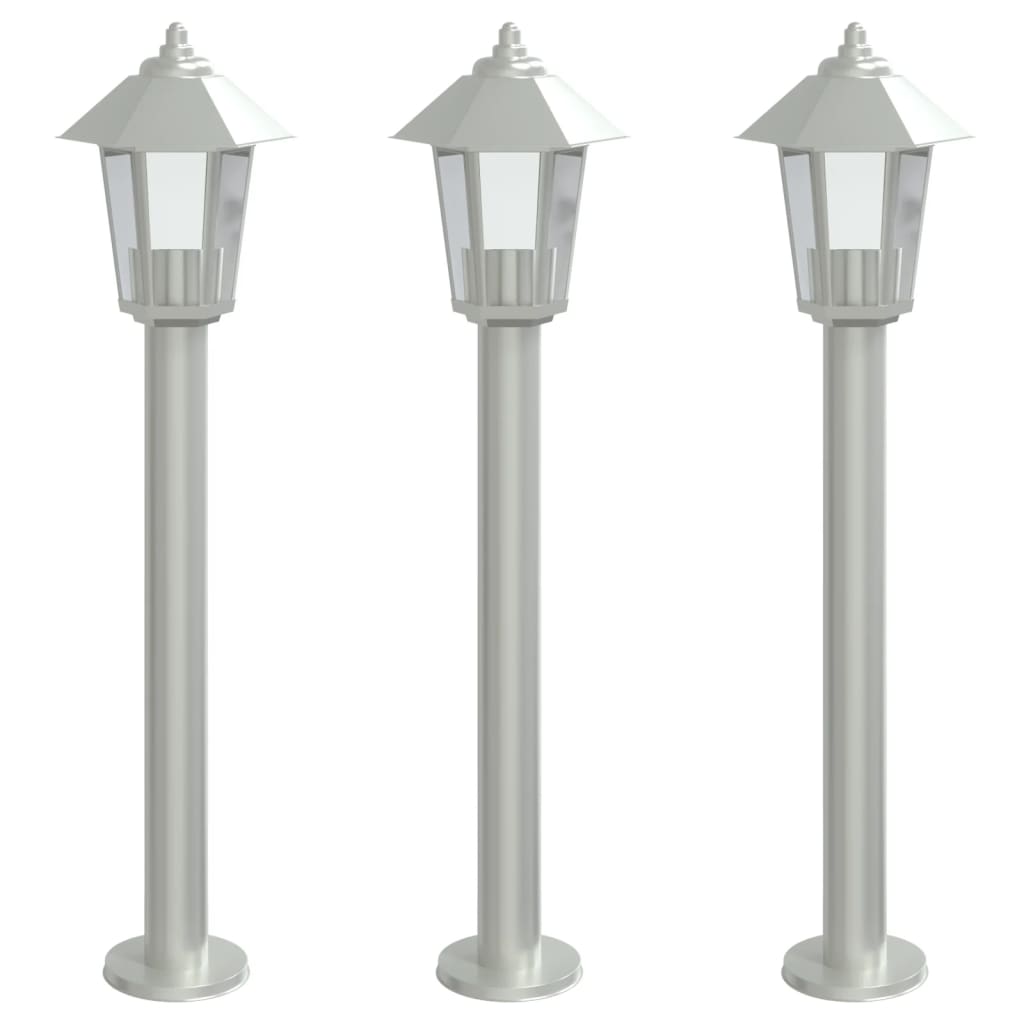 Lampade da Terra per Esterni 3 pz Argento 80 cm in Acciaio Inox 4006382