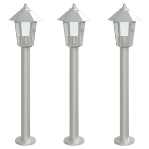 Lampade da Terra per Esterni 3 pz Argento 80 cm in Acciaio Inox 4006382