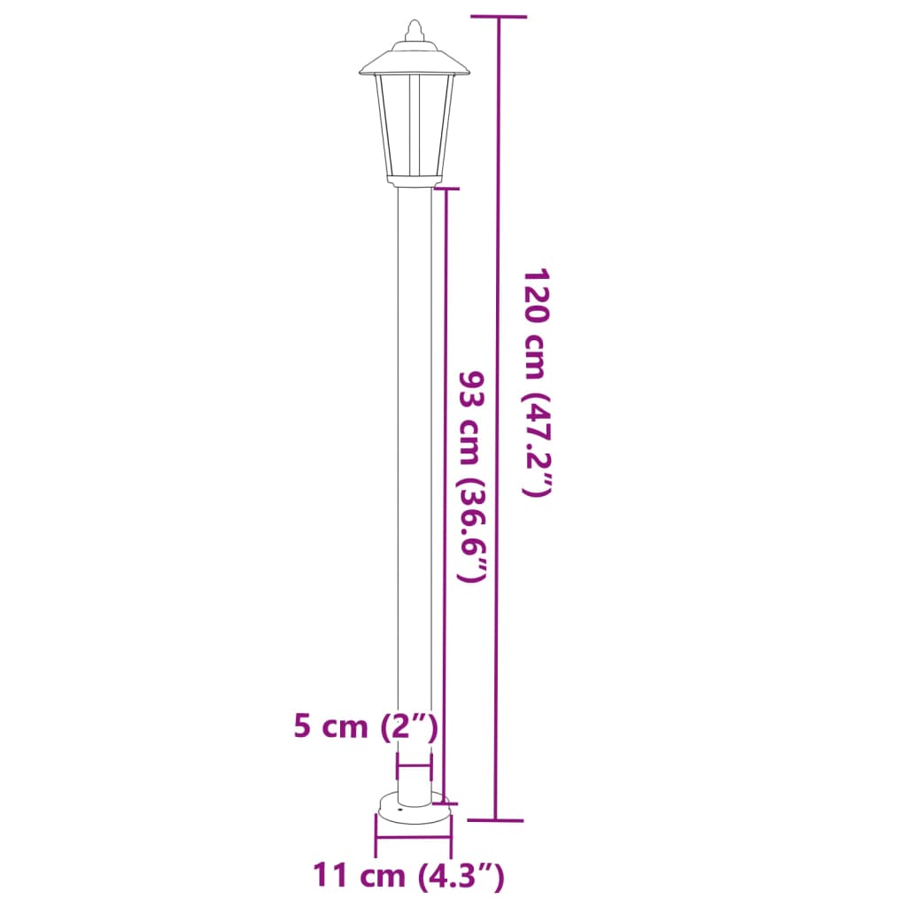 Lampade da Terra per Esterni 3 pz Argento 120cm in Acciaio Inox 4006384