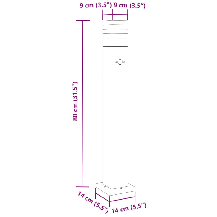 Lampada da Terra per Esterni con Sensore Nera 80cm in Alluminio 4006401