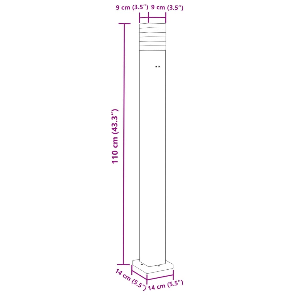 Lampade da Terra per Esterni con Presa 3pz Nere 110cm Alluminio 4006410