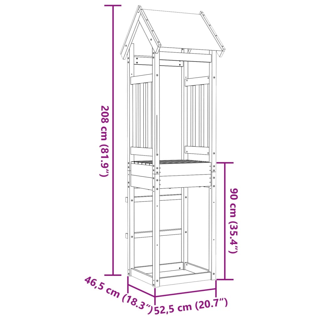 Torre da Gioco 52,5x46,5x208 cm in Legno Massello di Pino 845902