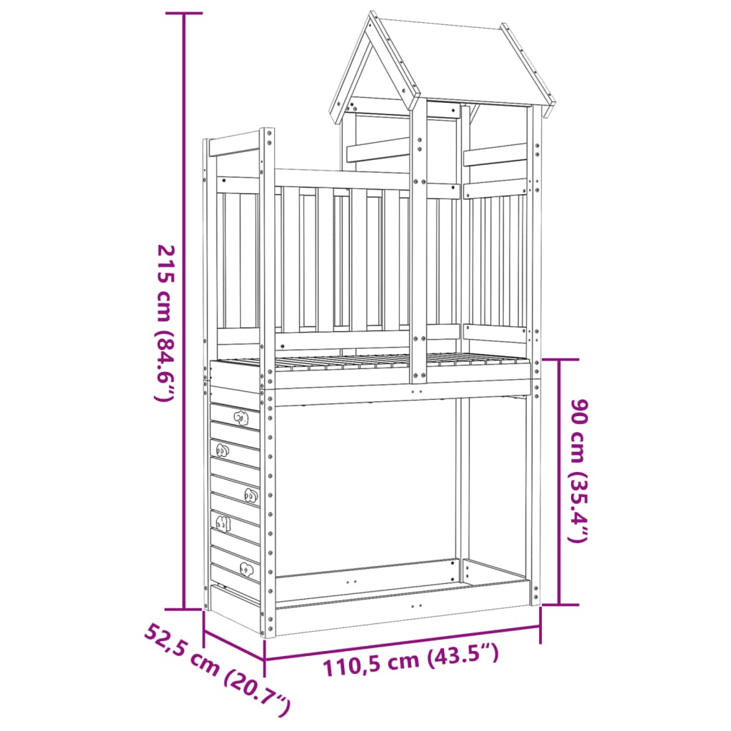 Torre da Gioco con Arrampicata 110,5x52,5x215 cm Massello Pino 845911