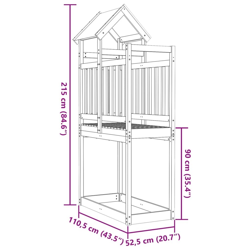 Torre da Gioco 110,5x52,5x215 cm in Legno Massello di Pino 845917