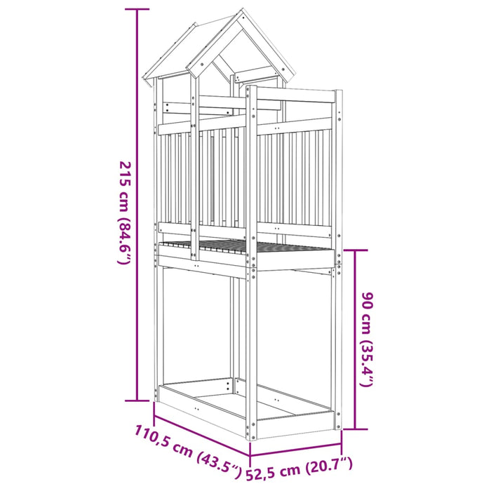 Torre da Gioco 110,5x52,5x215 cm in Legno Massello di Pino 845917