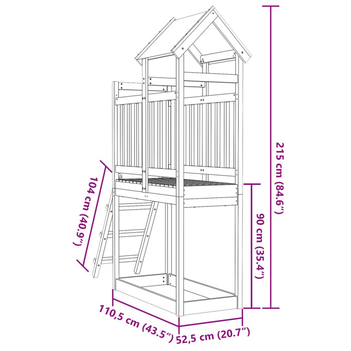 Torre Gioco con Scaletta 110,5x52,5x215cm Legno Pino Impregnato 845922