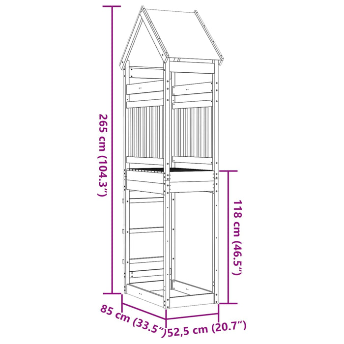 Torre da Gioco 85x52,5x265 cm in Legno Massello di Pino 845929