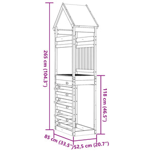 Torre da Gioco con Arrampicata 85x52,5x265 cm Massello Pino 845932