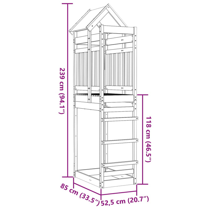 Torre da Gioco 85x52,5x239 cm in Legno Massello di Pino 845935