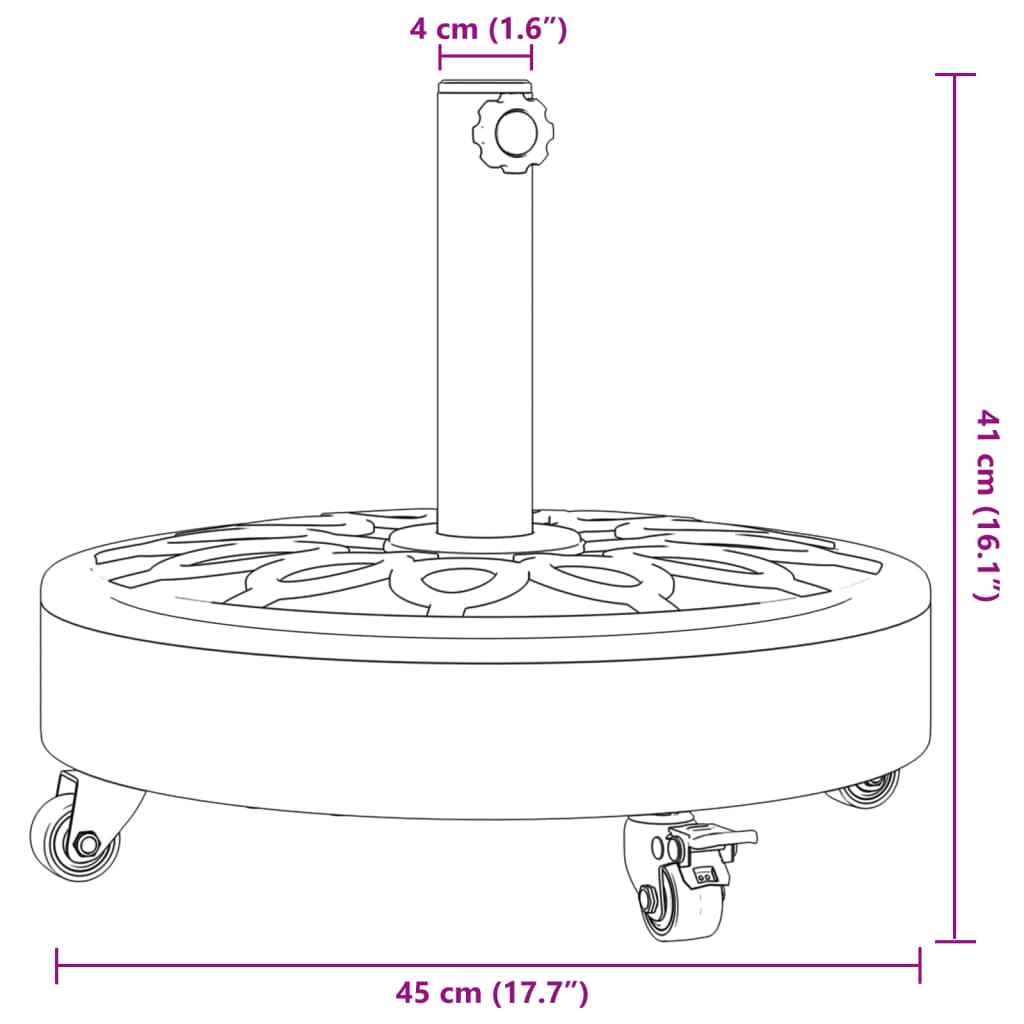 Base per Ombrellone con Ruote per Pali Ø38/48 mm 27 kg Rotonda 4007976