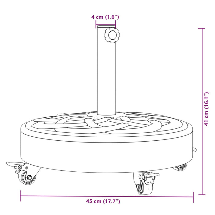 Base per Ombrellone con Ruote per Pali Ø38/48 mm 27 kg Rotonda 4007979