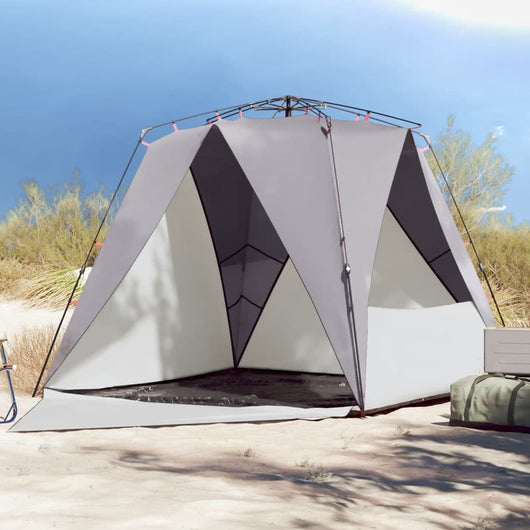 Tenda da Spiaggia 4 Persone Grigio Rilascio Rapido Impermeabile 4005307