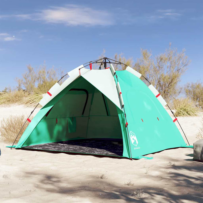 Tenda da Spiaggia 3 Persone Verde Rilascio Rapido Impermeabile 4005315