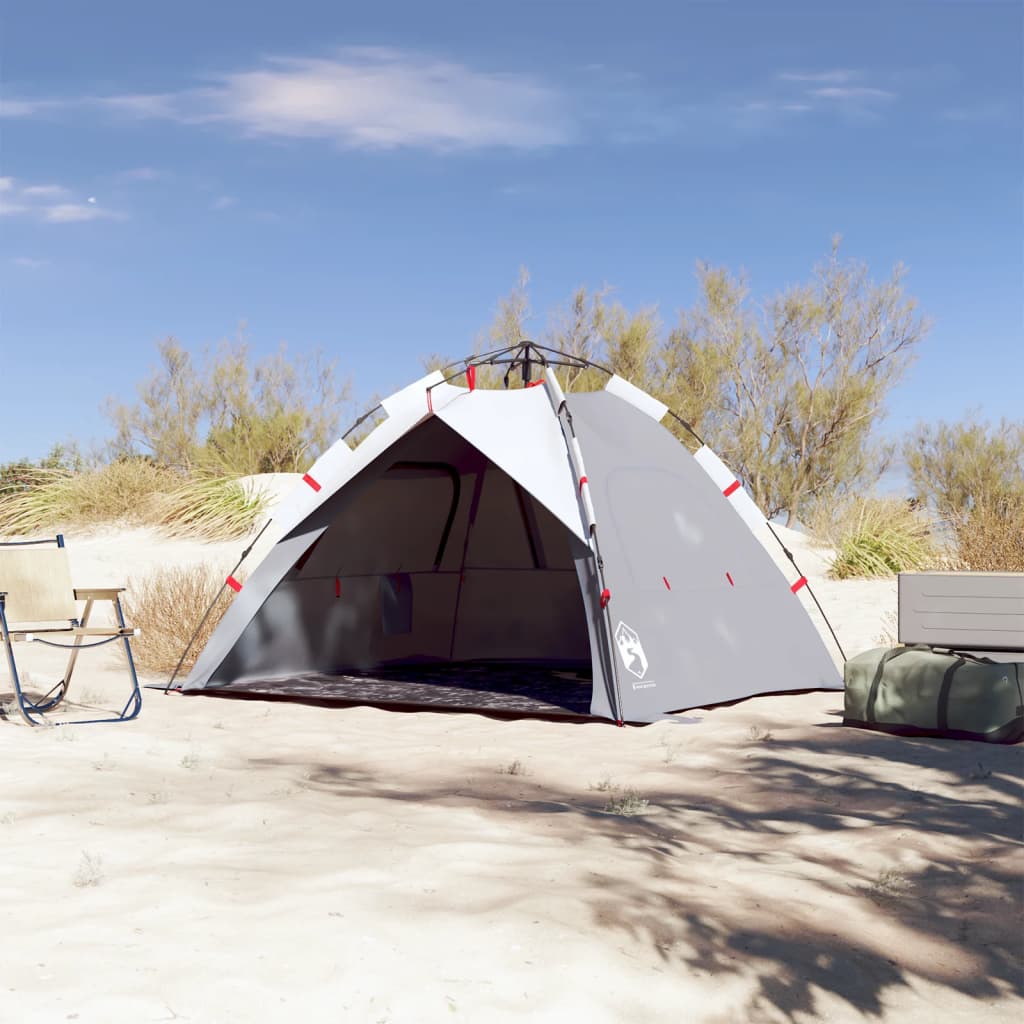 Tenda da Spiaggia 3 Persone Grigio Rilascio Rapido Impermeabile 4005316