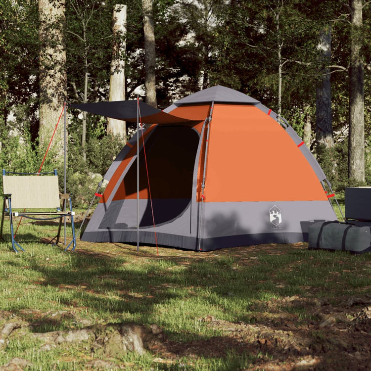 Tenda Campeggio Cabina 4 Pers. Grigio Arancione Rilascio Rapido 4005337