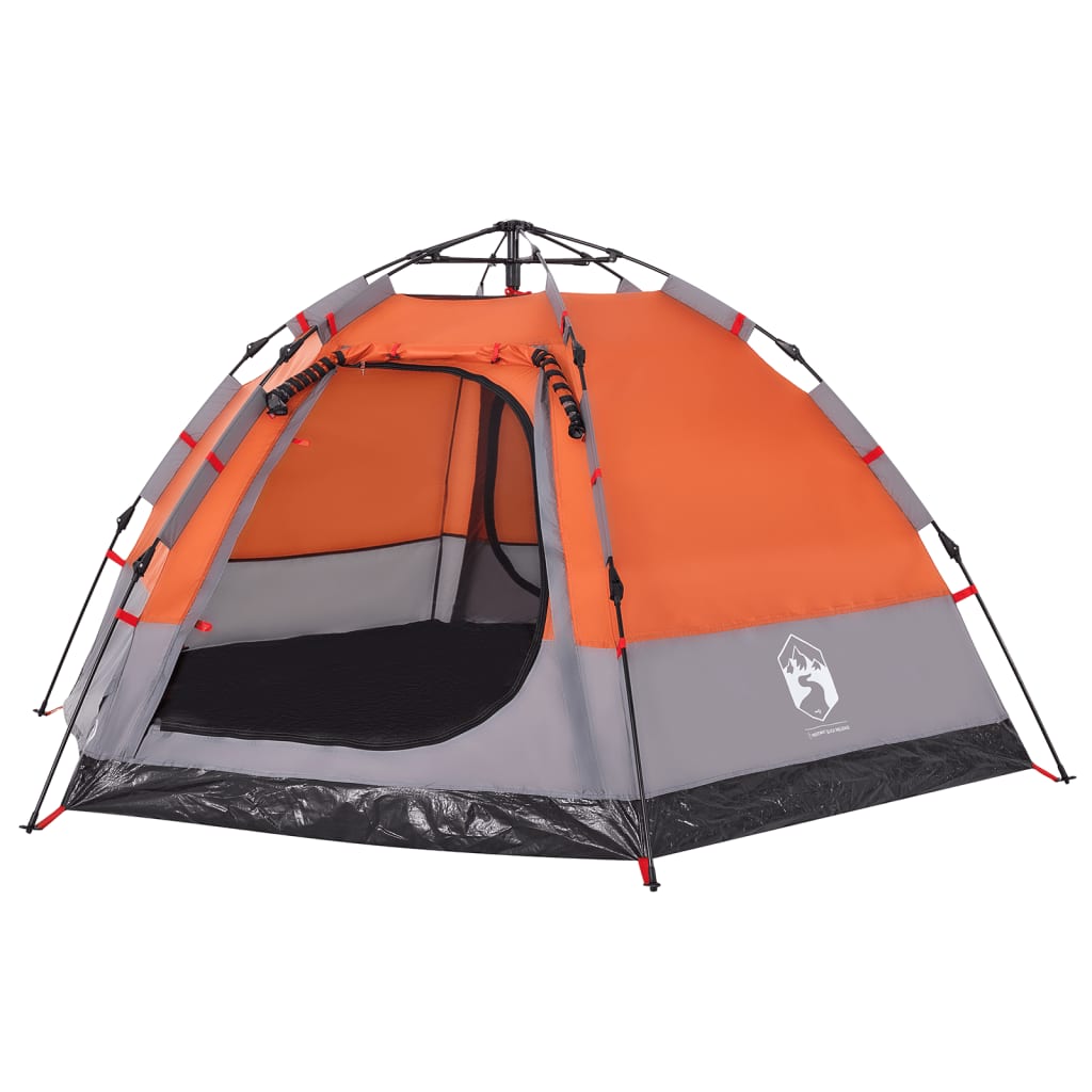 Tenda Campeggio Cabina 4 Pers. Grigio Arancione Rilascio Rapido 4005337