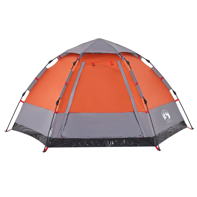 Tenda Campeggio Cabina 4 Pers. Grigio Arancione Rilascio Rapido 4005337