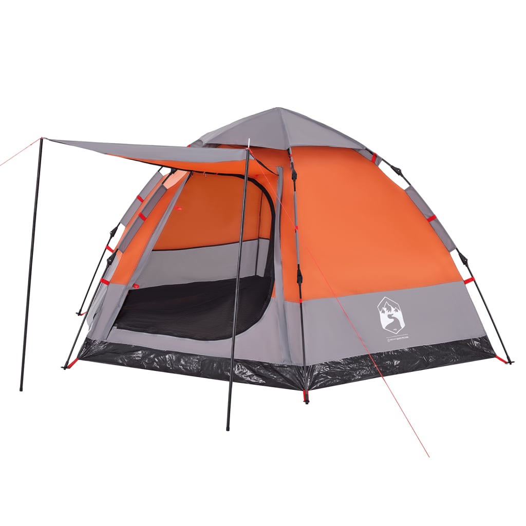 Tenda Campeggio Cabina 4 Pers. Grigio Arancione Rilascio Rapido 4005337