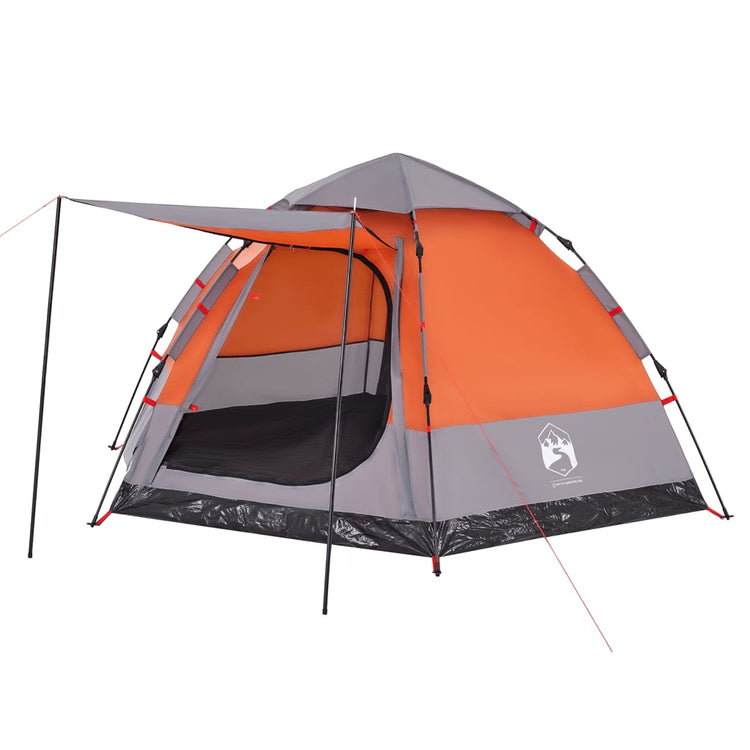 Tenda Campeggio Cabina 4 Pers. Grigio Arancione Rilascio Rapido 4005337