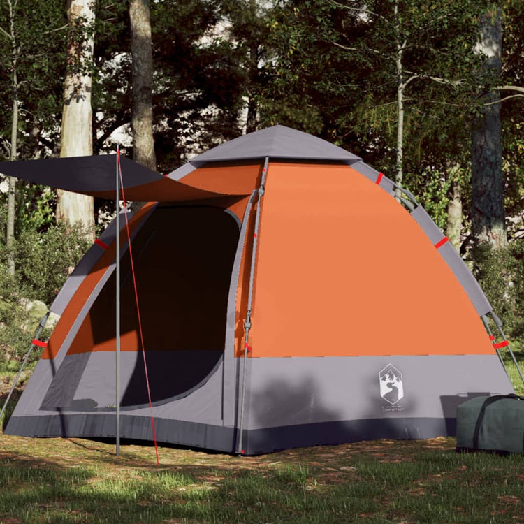 Tenda Campeggio Cabina 4 Pers. Grigio Arancione Rilascio Rapido 4005337