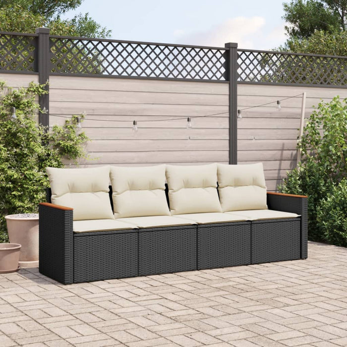 Set Divani da Giardino 4 pz con Cuscini Nero in Polyrattancod mxl 112350