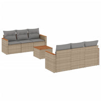 Set Divani da Giardino 7 pz con Cuscini Beige in Polyrattan 3258195