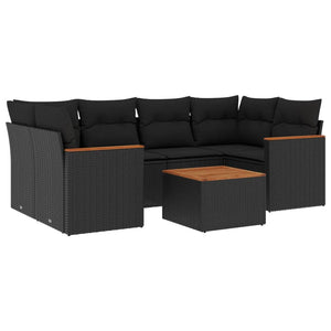 Set Divani da Giardino con Cuscini 7pz Nero Polyrattancod mxl 88530