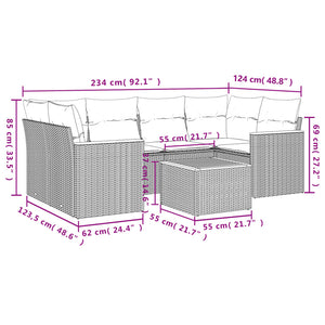 Set Divani da Giardino 7 pz con Cuscini Beige in Polyrattan 3258202