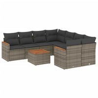 Set Divano da Giardino 9 pz con Cuscini Grigio in Polyrattan 3258231