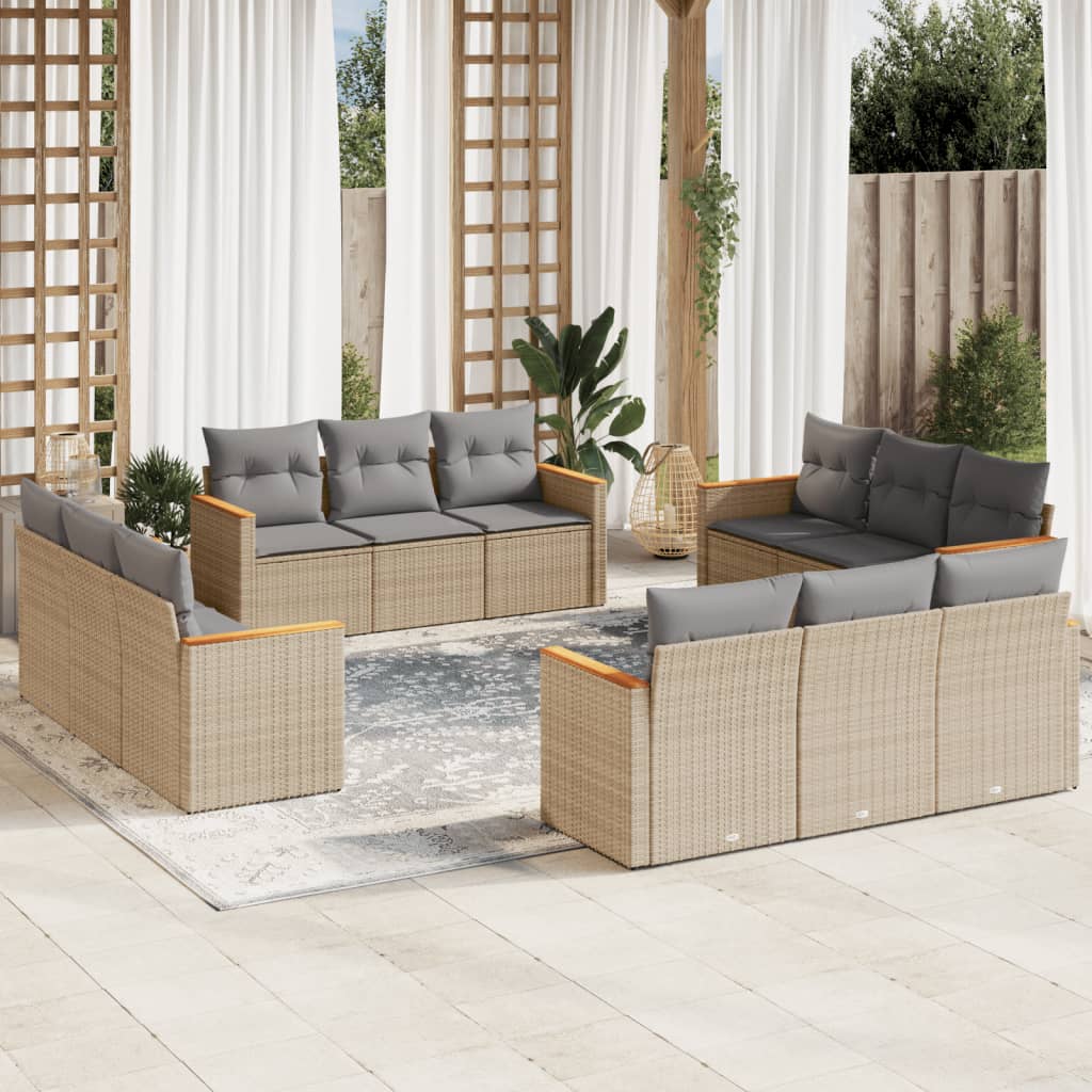 Set Divani da Giardino 12 pz con Cuscini Beige in Polyrattancod mxl 112921