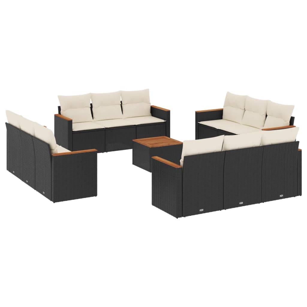 Set Divani da Giardino 13pz con Cuscini Nero in Polyrattancod mxl 92285