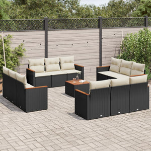 Set Divani da Giardino 13pz con Cuscini Nero in Polyrattancod mxl 92285